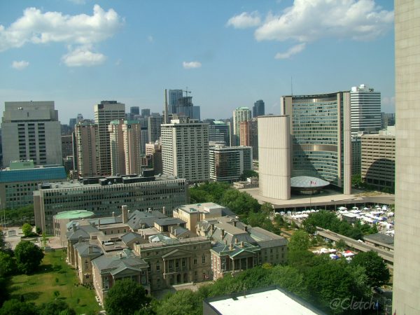 Osgoode Hall with Toronto City Hall in the background